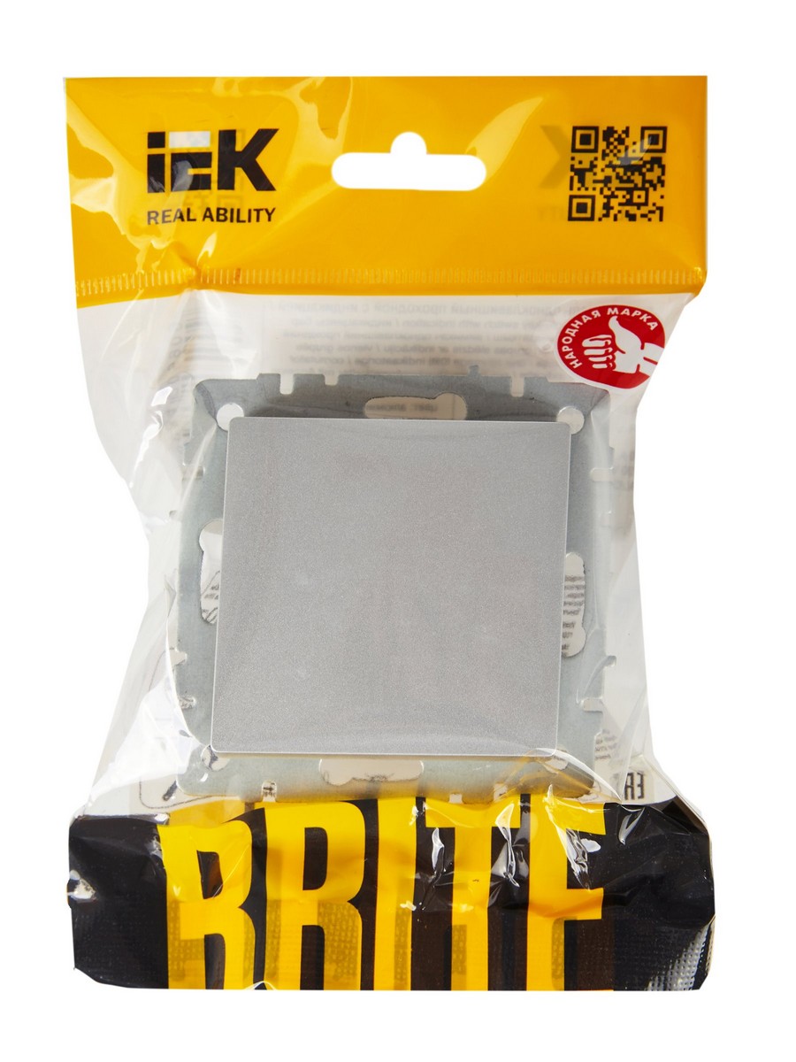 IEK Brite Алюминий Выключатель IEK BRITE 1-клавишный проходной 10А ВС10-1-6-БрА алюминий BR-V12-0-10-K47