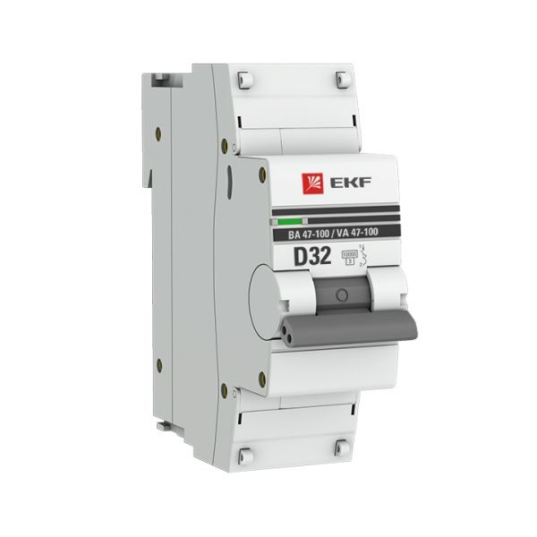 1 полюсные (однополюсные) Автоматический выключатель EKF PROxima ВА 47-100 1P 32А (D) 10kA mcb47100-1-32D-pro 