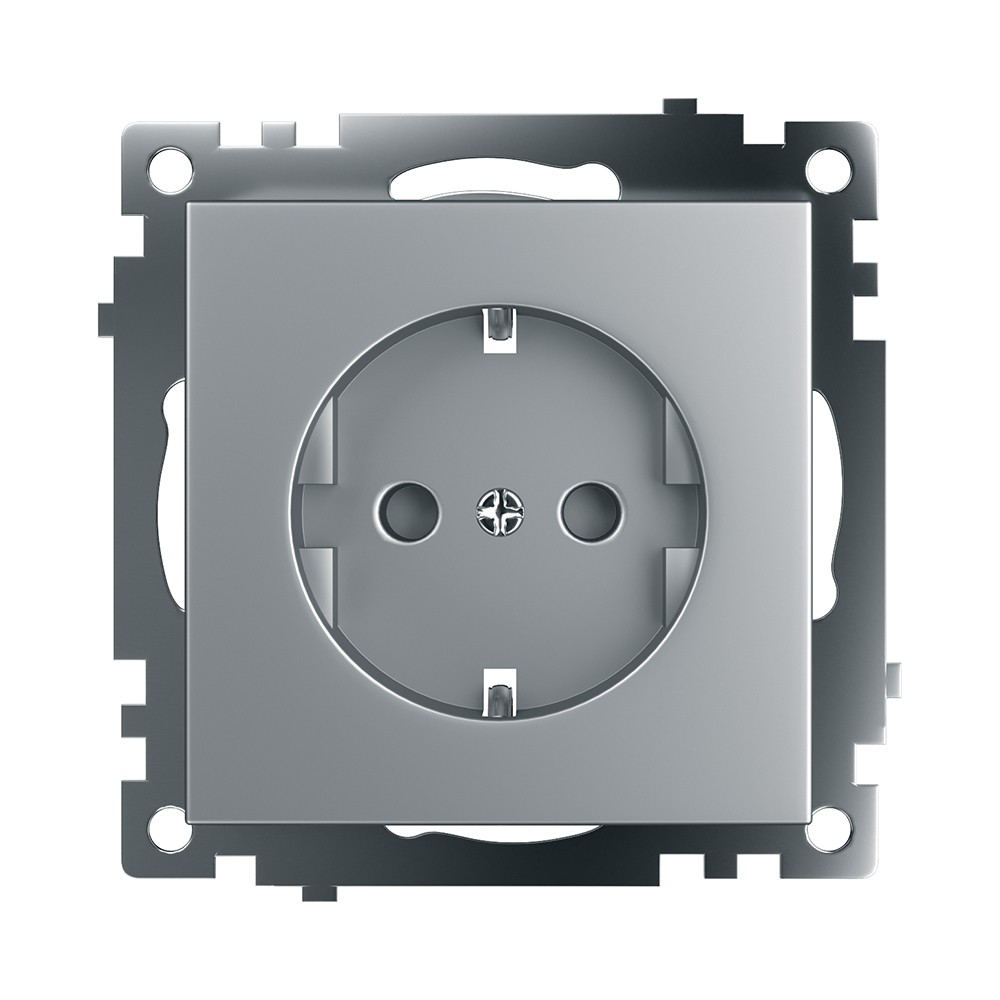 Катрин - Розетки и выключатели Stekker Розетка 1-местная с/з STEKKER GLS16-7110-03 250V 16А с защ. шторкой Катрин серебро 39582