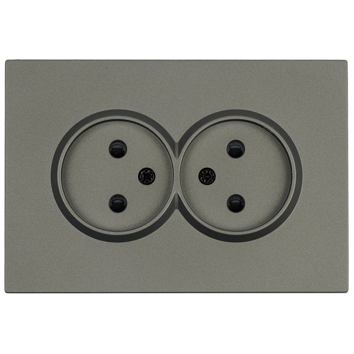 Эмили - Розетки и выключатели Stekker Розетка 2-местная с защитной шторкой STEKKER б/з  Эмили RST10-5116-09 антрацит soft touch 49929
