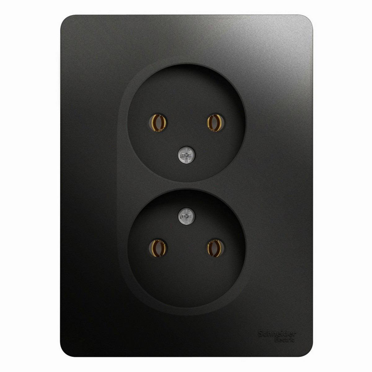 Glossa Антрацит Розетка Systeme Electric Glossa Антрацит двойная без заземления,16А, в сборе GSL000720