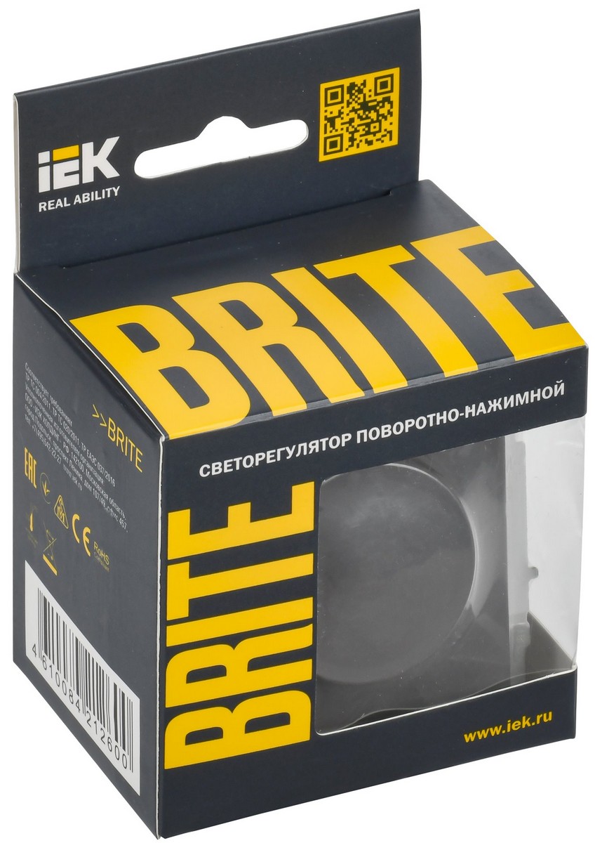 IEK Brite Графит Светорегулятор IEK BRITE BASE Графит пов-наж. 600Вт СС10-1-0-БрГ BR-D20-0600-K53
