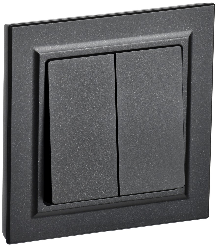 IEK Brite Черный Выключатель IEK BRITE Черный 2-кл. 10А в сборе ВСР10-2-0-БрЧ BR-V20-0-10-K02-F