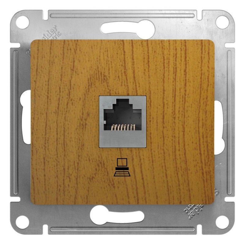 Glossa Дуб Розетка компьютерная Systeme Electric Glossa Дерево Дуб RJ45 кат.5E GSL000581K