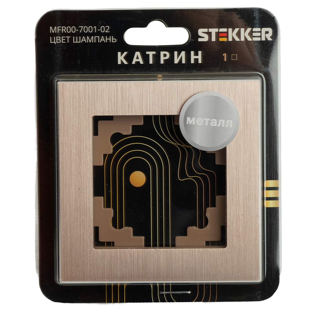 Катрин - Розетки и выключатели Stekker Рамка 1-местная металл STEKKER MFR00-7001-02 Катрин шампань 50010