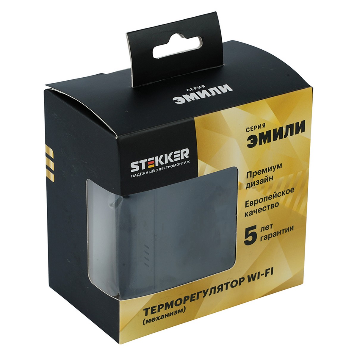 Эмили - Розетки и выключатели Stekker Терморегулятор Wi-Fi STEKKER Эмили RSW00-5119-05 черный уголь soft touch 50377
