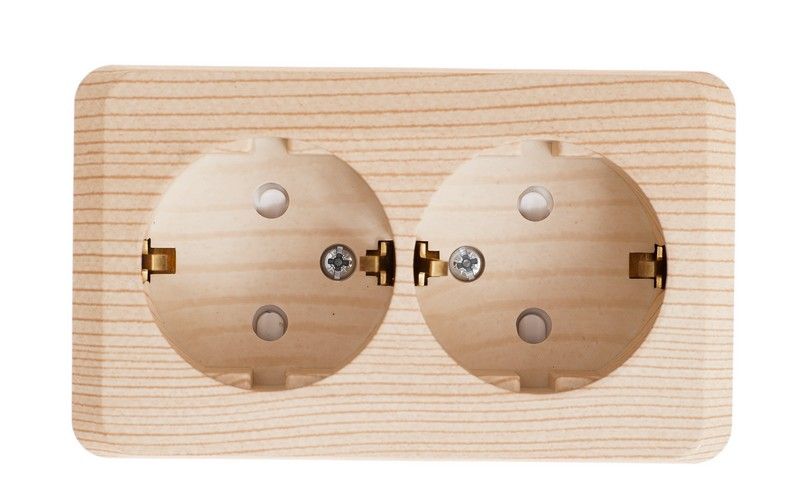 Этюд Дача Розетка 2-ая Systeme Electric Этюд наружный Дача Сосна с/з со шторками PA16-008D