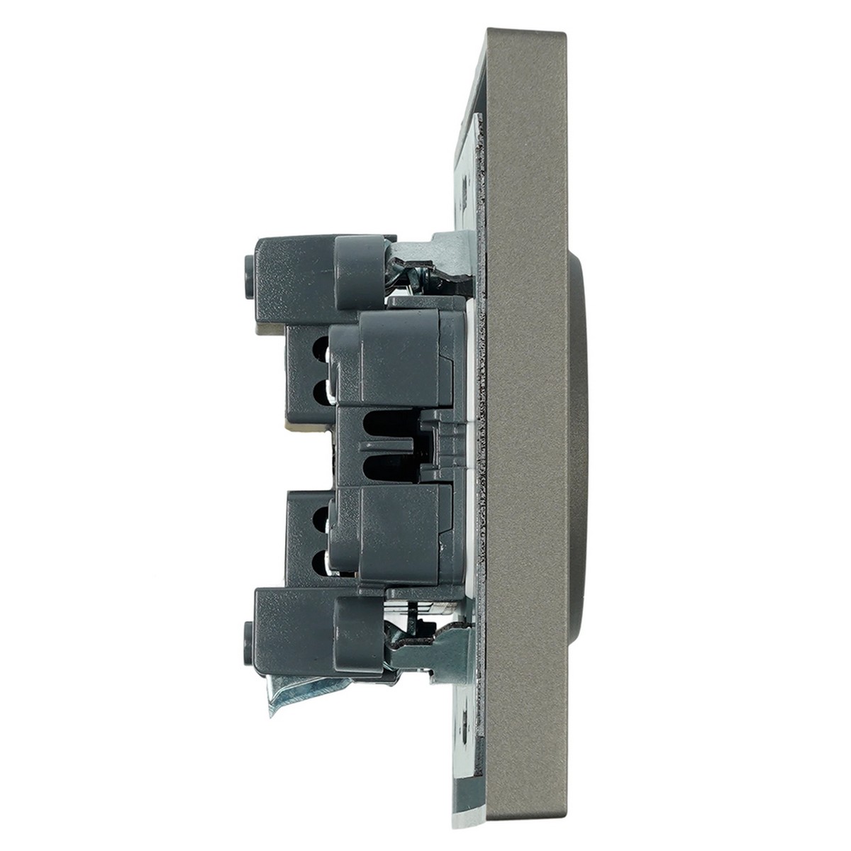 Эмили - Розетки и выключатели Stekker Розетка 2-местная с защитной шторкой STEKKER б/з  Эмили RST10-5116-09 антрацит soft touch 49929