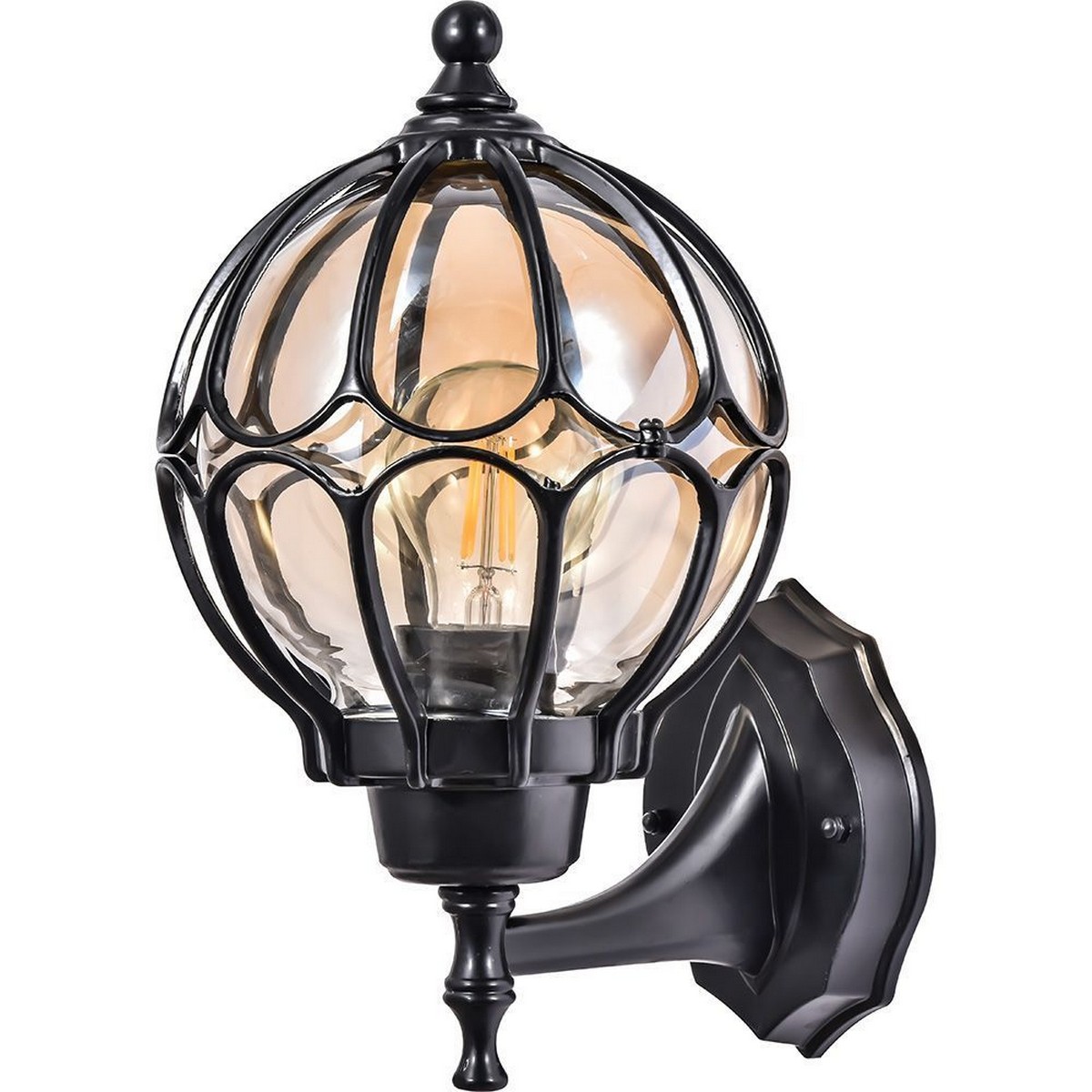 Уличные настенные светильники Светильник садово-парковый Feron PL3701 круглый на стену вверх 60W 230V E27 черный 06340 