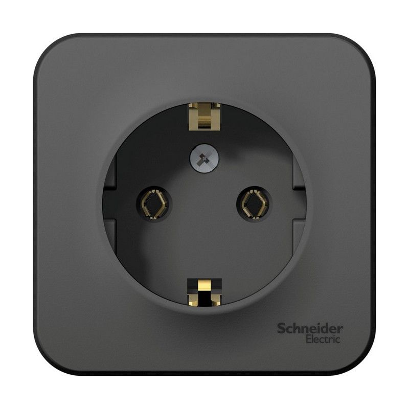 Blanca антрацит розетки и выключатели Розетка SE Blanca с/з Антрацит наружный без шторок изолир. пластина BLNRA010116