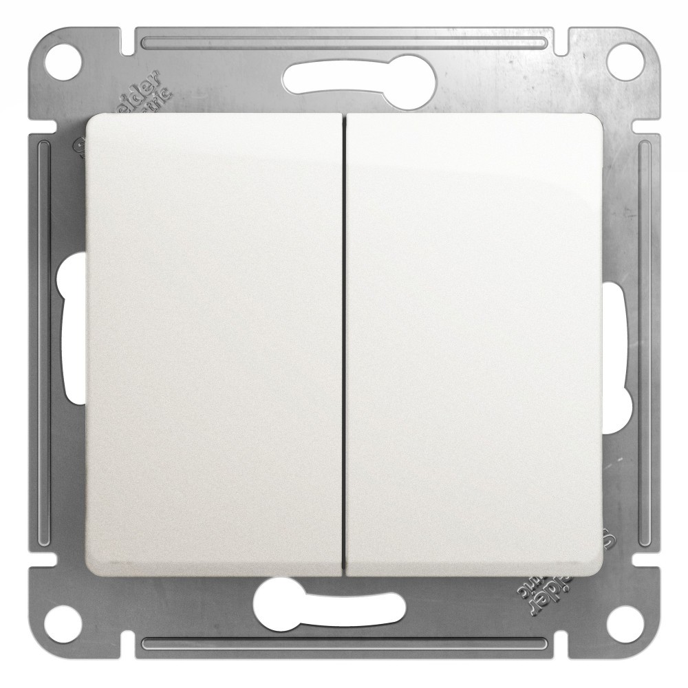 Glossa Перламутр Выключатель Systeme Electric Glossa Перламутр 2-клавишный, сх.5, 10АХ механизм GSL000651