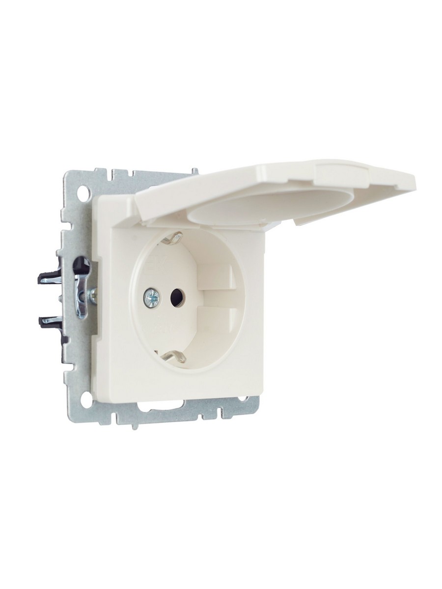 IEK Brite Жемчуг Розетка IEK BRITE с/з с шторками и крышкой 16А IP44 РСбш10-3-44-БрЖ жемчуг BR-R16-16-44-K36