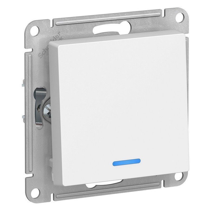 AtlasDesign Белый Выключатель 1-клавишный Systeme Electric AtlasDesign белый с подсветкой, ATN000113