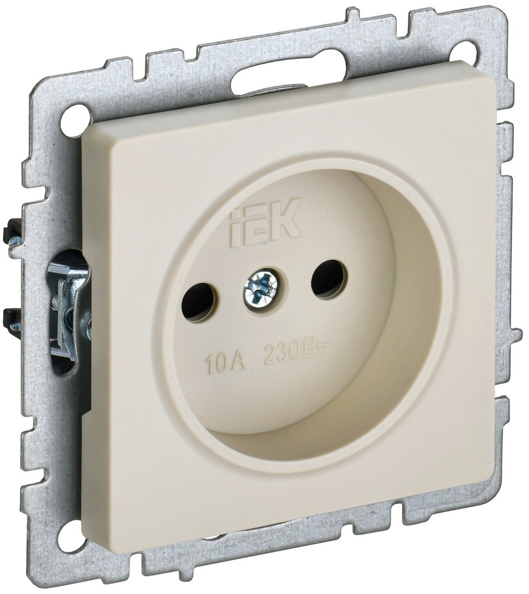 IEK Brite Бежевый Розетка IEK BRITE BASE Бежевый без з/к с з/ш 10А РСш10-2-БрКр BR-R13-10-K10