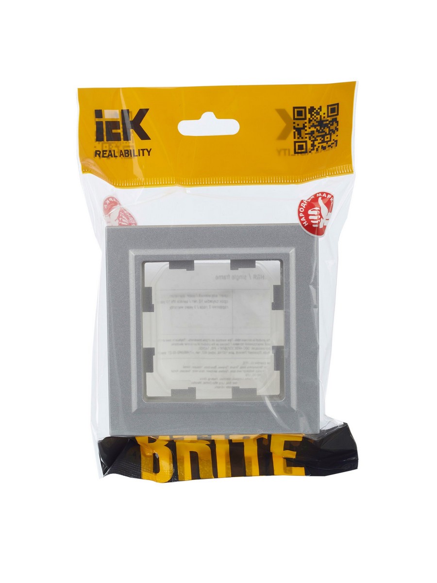 IEK Brite Рамки Рамка IEK BRITE 1-местная IP44 РУ-1-БрА-44 алюминий BR-M12-44-K47