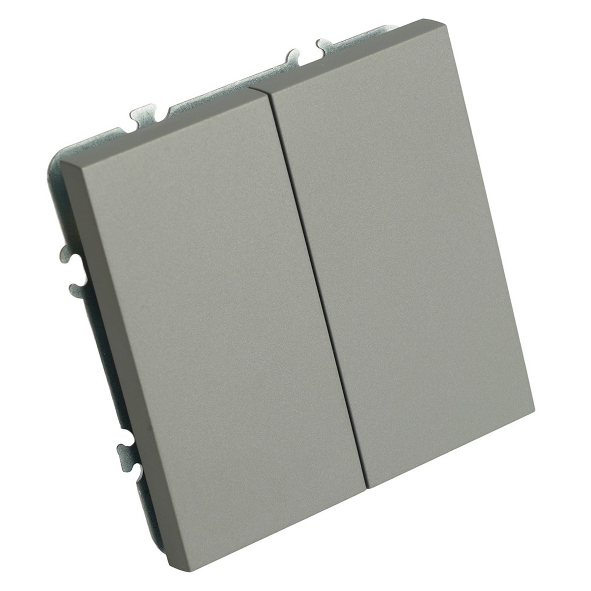 Эмили - Розетки и выключатели Stekker Переключатель 2-клавишный STEKKER Эмили RSW10-5107-10 платиново-серый soft touch 49947