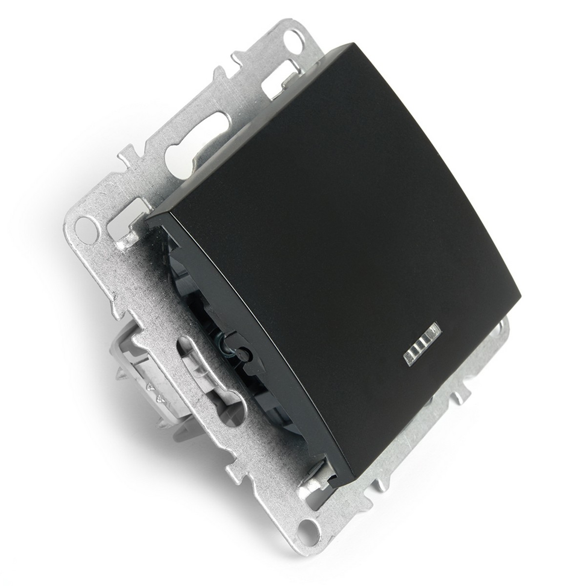 Эрна - Розетки и выключатели Stekker Выключатель 1-клавишный c индикатором STEKKER PSW10-9101-03 10А Эрна черный 49146