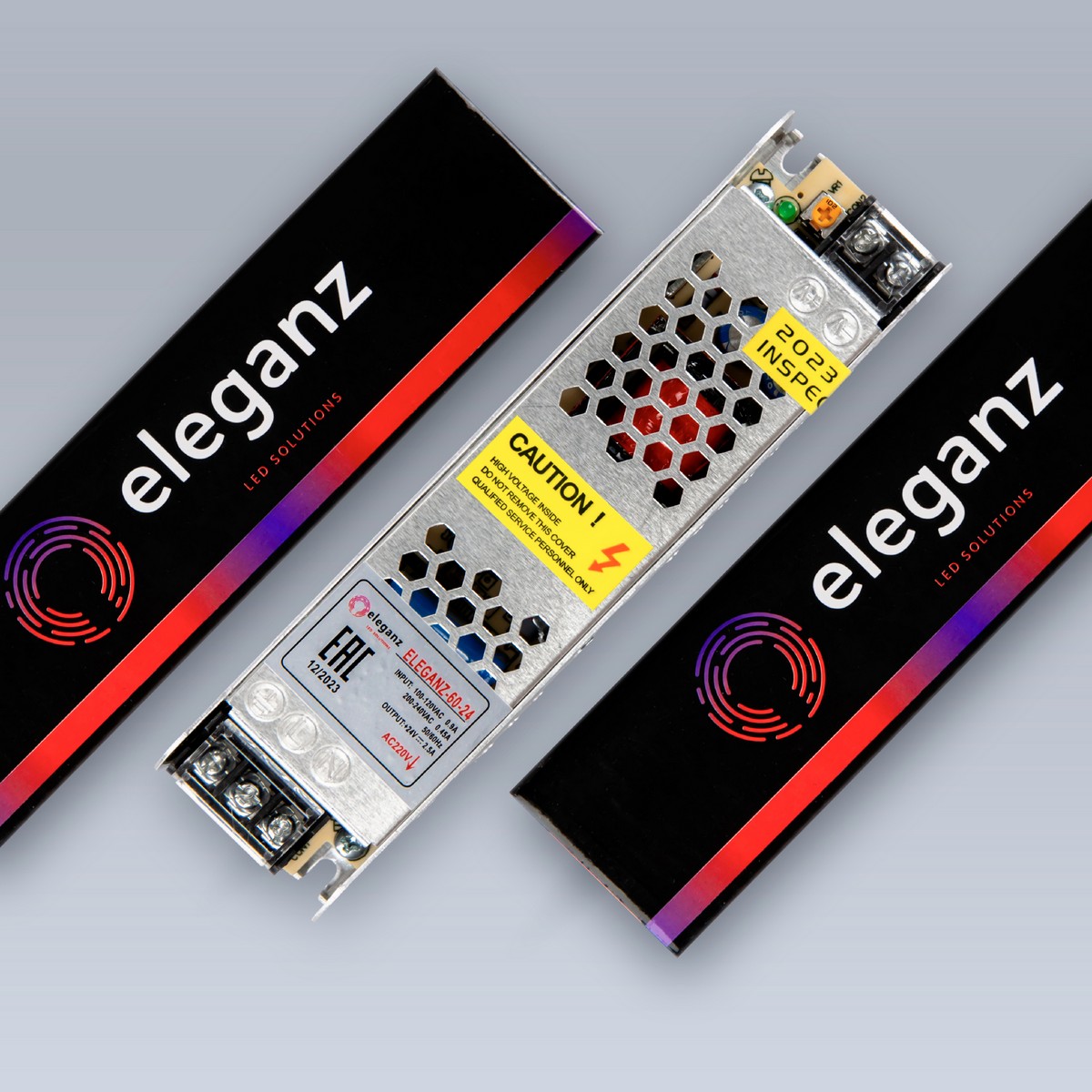 Блок питания для светодиодной ленты Eleganz 24V 60W IP44 узкий 118х47х21мм EL-0019