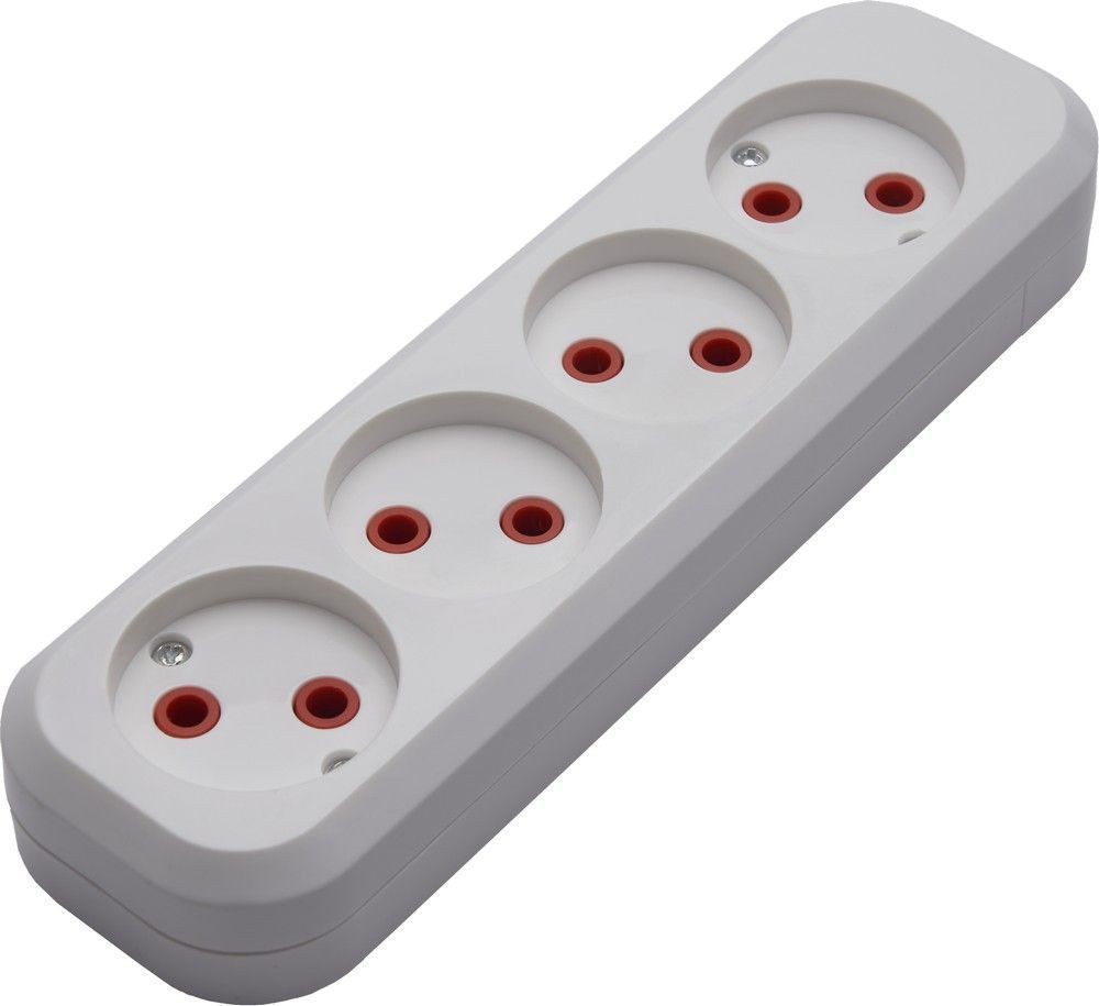 Колодки и удлинители, тройники Розетка переносная разборная, 4-местная б/з STEKKER, PST10-400-20, белый 39009 