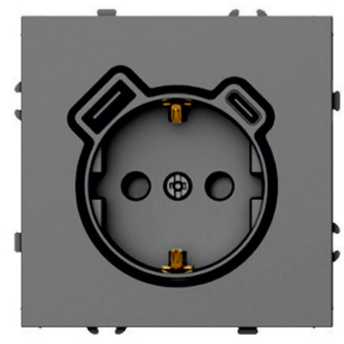 Эмили - Розетки и выключатели Stekker Розетка 1-местная з/ш с/з 16А + USB + Type C STEKKER Эмили RST16-5119-10 20W платиново-серый soft-touch 50219