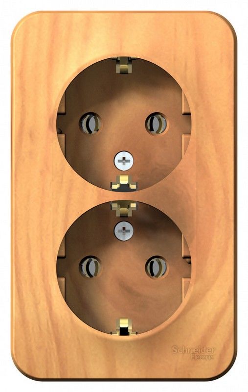 Blanca ясень розетки и выключатели Розетка SE Blanca 2-ая Ясень наружный с/з. без шторок изолир. пластина BLNRA010215