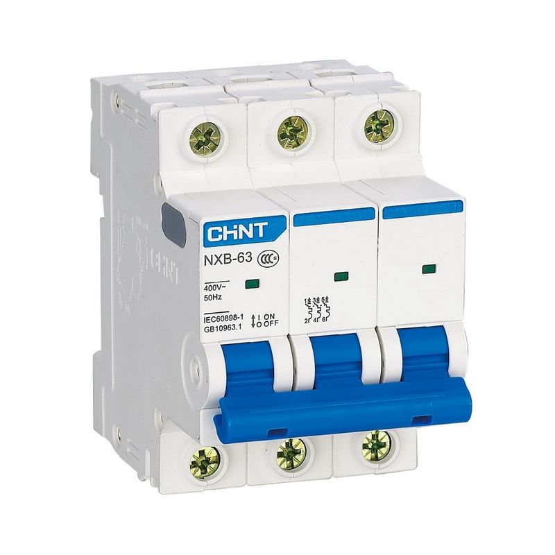 3 полюсные (трехполюсные) Автоматический выключатель CHINT NXB-63S 3P 50А 4.5kA х-ка D (R) 296845