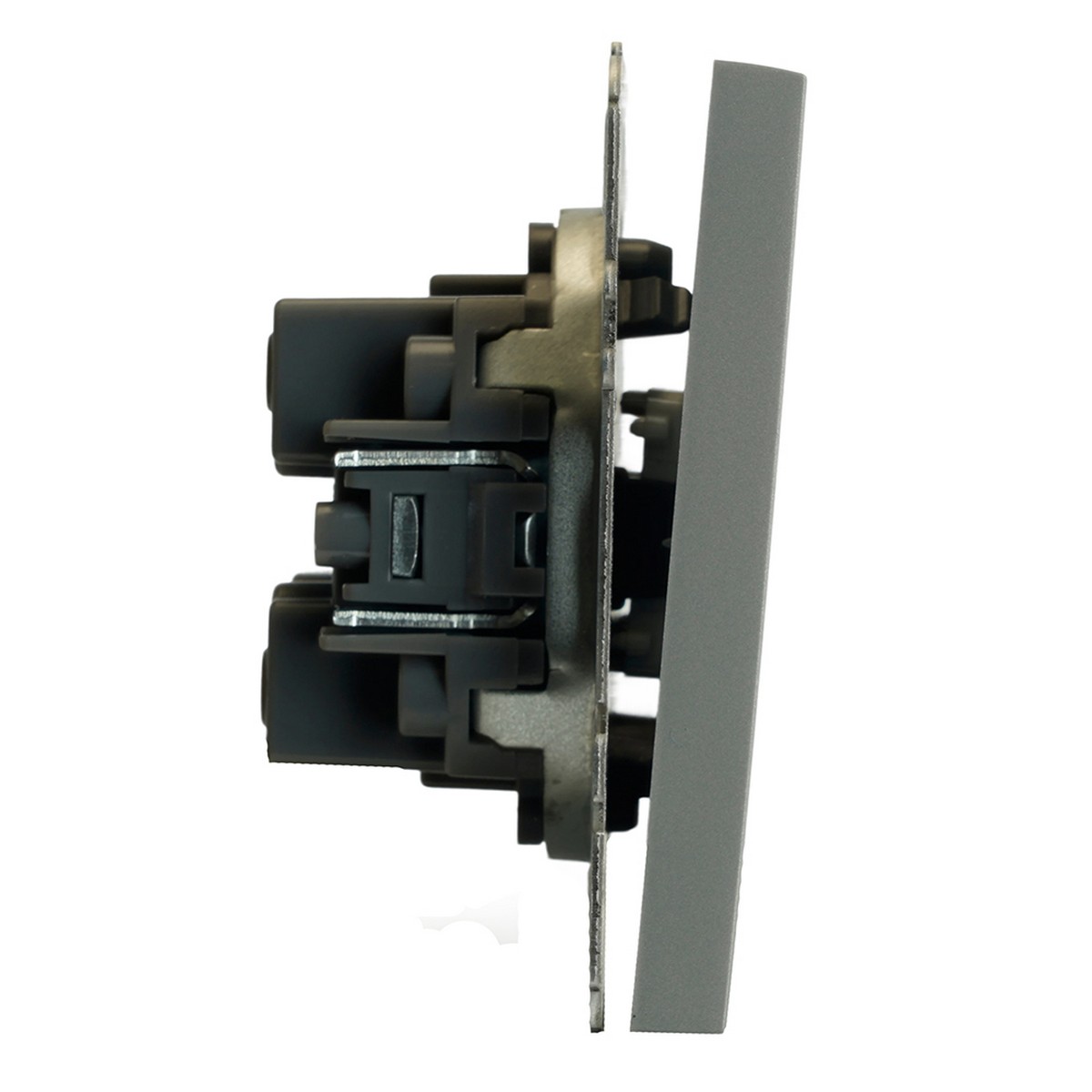 Эмили - Розетки и выключатели Stekker Переключатель 2-клавишный STEKKER Эмили RSW10-5107-10 платиново-серый soft touch 49947