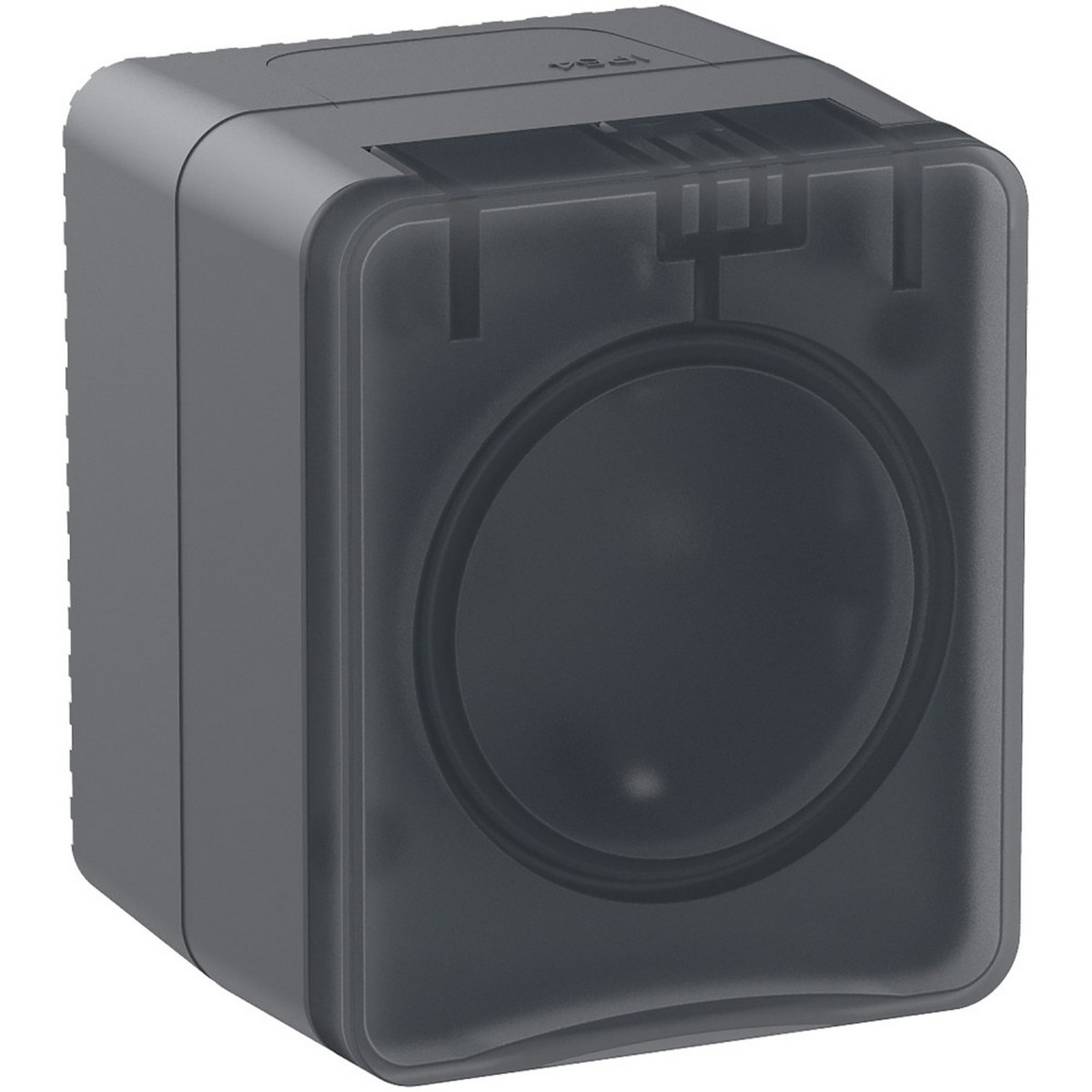 AtlasDesign Карбон Розетка Systeme Electric AtlasDesign Profi54 наружная Антрацит с/з со шторками 16А ATN544045