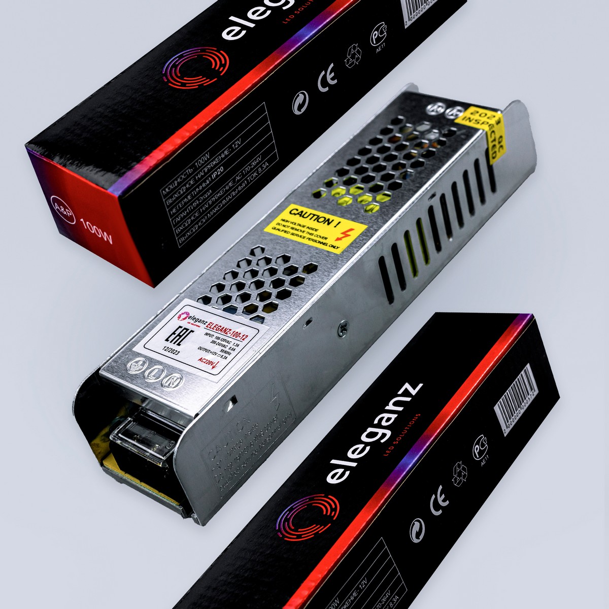 Блок питания для светодиодной ленты Eleganz 12V 100W IP20 узкий 1101