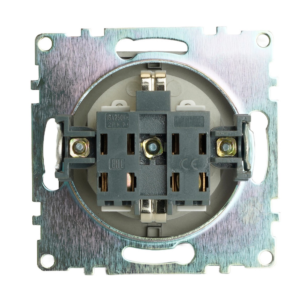 Катрин - Розетки и выключатели Stekker Розетка 1-местная с/з с крышкой STEKKER GLS16-7112-04 16А с защ. шторкой Катрин графит 49424