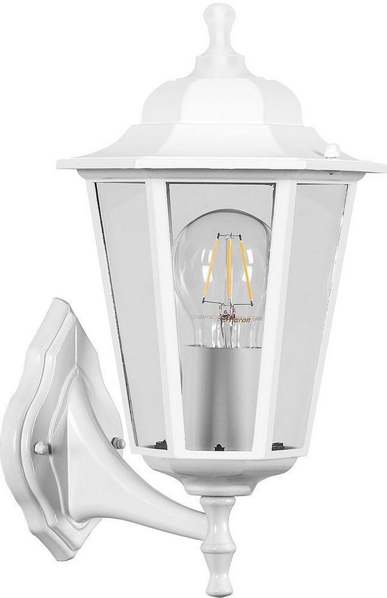 Уличные настенные светильники Светильник садово-парковый Feron НБУ 06-60-001  6-ти гранник 60W E27 230V белый 32268 