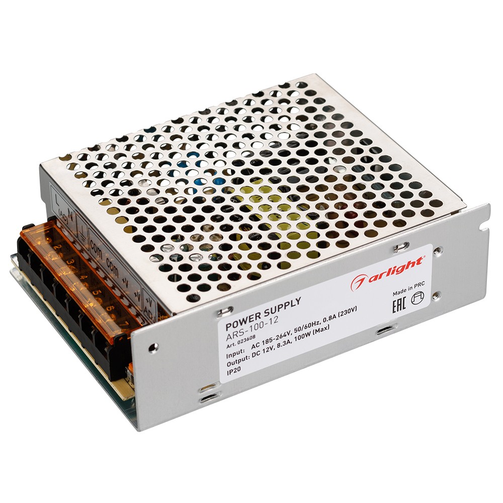 Блоки питания для светодиодной ленты Блок питания Arlight ARS-100-12 (12V, 8.3A, 100W) (IP20 Сетка, ) 023608 