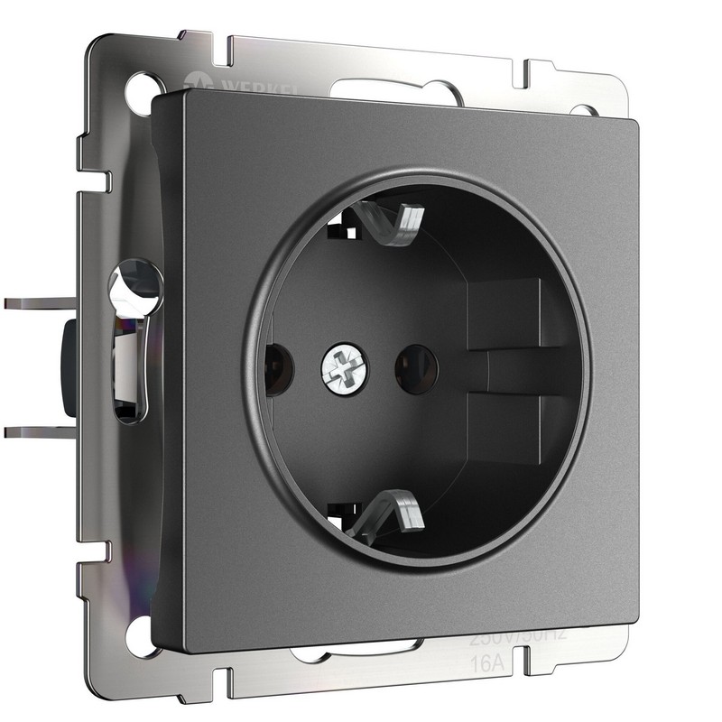 Werkel Графит матовый Розетка Werkel с заземлением (графит матовый) W1171064