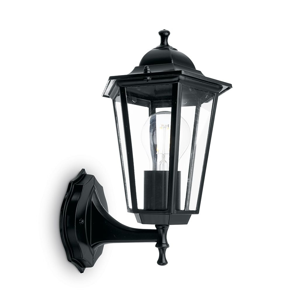 Уличные настенные светильники Светильник садово-парковый Feron PL6101 шестигранный на стену вверх 60W E27 230V черный 11052