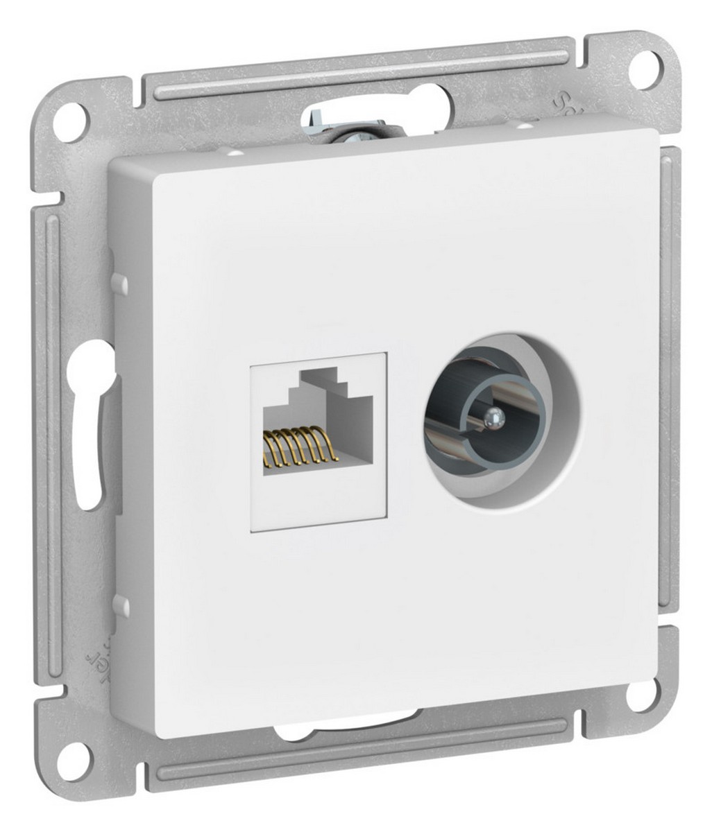 AtlasDesign Лотос Розетка Systeme Electric AtlasDesign Лотос двойная ТВ + RJ45, кат. 5Е ATN001389