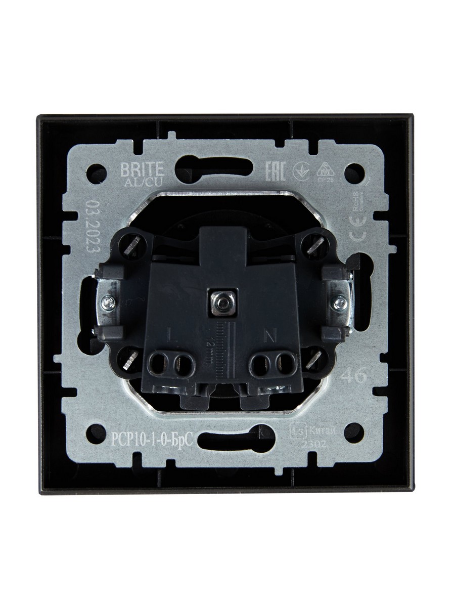 IEK Brite Сталь Розетка IEK BRITE Сталь без з/к/ш 10А в сборе РСР10-1-0-БрС BR-R10-10-K46-F