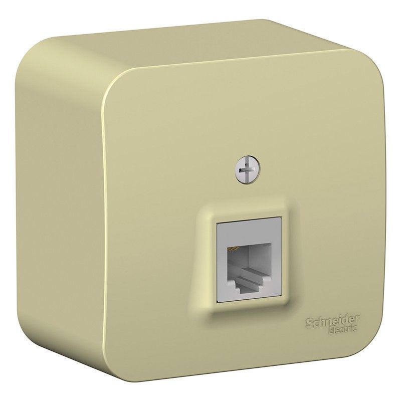 Blanca бежевые розетки и выключатели Розетка SE Blanca телефонная Бежевый наружный RJ11 изолир. пластина BLNIA011007