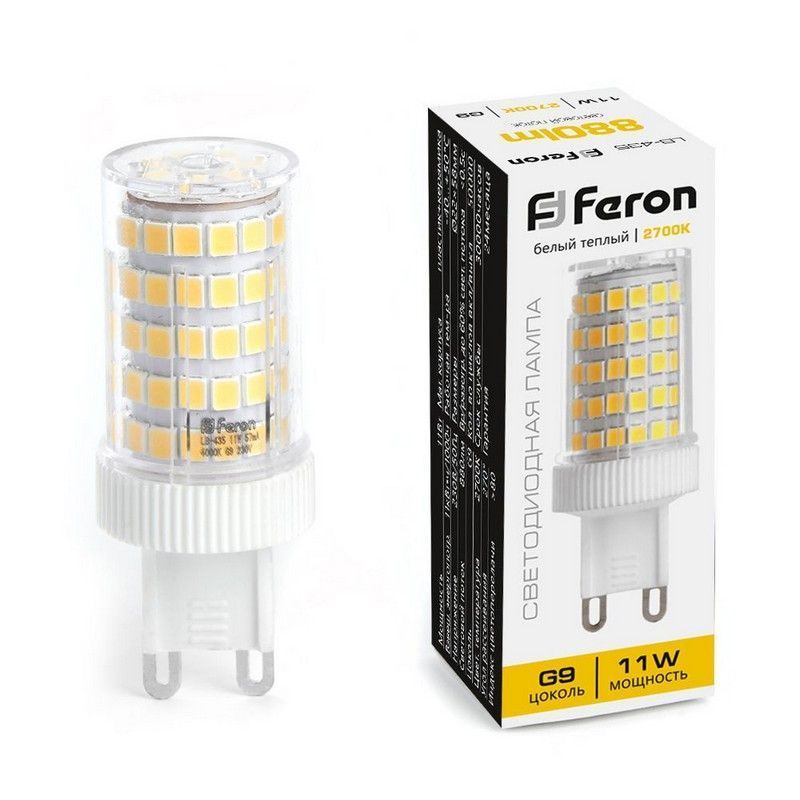 G9 Лампа светодиодная Feron LB-435 G9 11W 2700K 38149 