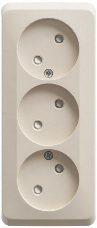 Этюд Кремовый Розетка 3-ая Systeme Electric Этюд наружный Бежевый б/з со шторками 16А 250B PA16-010K