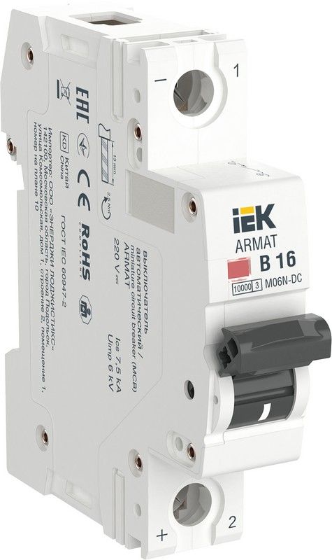 1 полюсные (однополюсные) Автоматический выключатель IEK ARMAT M06N-DC 1P K 20А AR-M06N-1-K020DC 