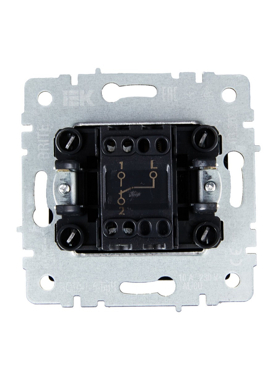 IEK Brite Черный Выключатель IEK BRITE 1-клавишный проходной 10А ВС10-1-6-БрЧ черный BR-V12-0-10-K02