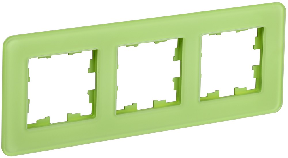 IEK Brite Рамки Рамка IEK BRITE DECOR Эко грин матовый стекло скругл.угол 3-мест. РУ-3-2-Бр RE BR-M32-G-41-K06