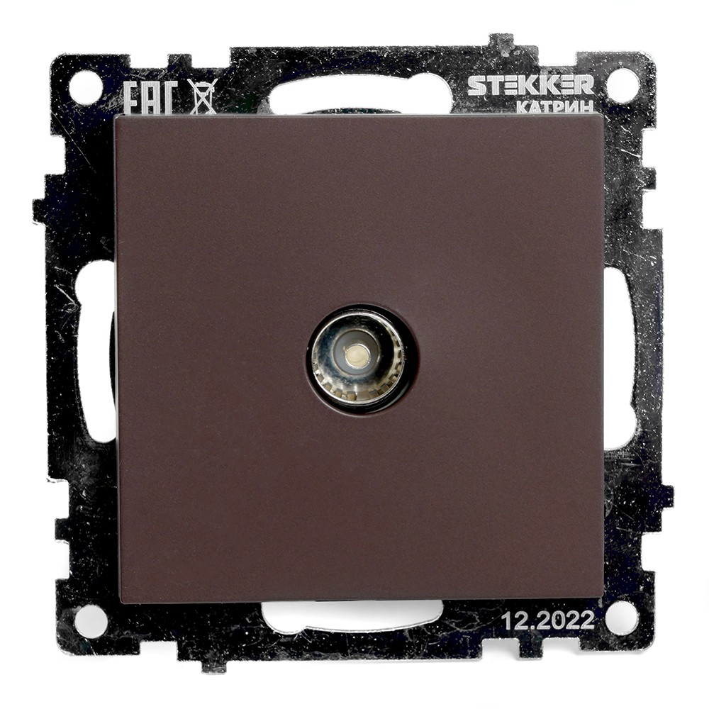 Катрин - Розетки и выключатели Stekker Розетка телевизионная 1-местная STEKKER GLS00-7108-04 75 Ом 5-862МГц Катрин шоколад 49024