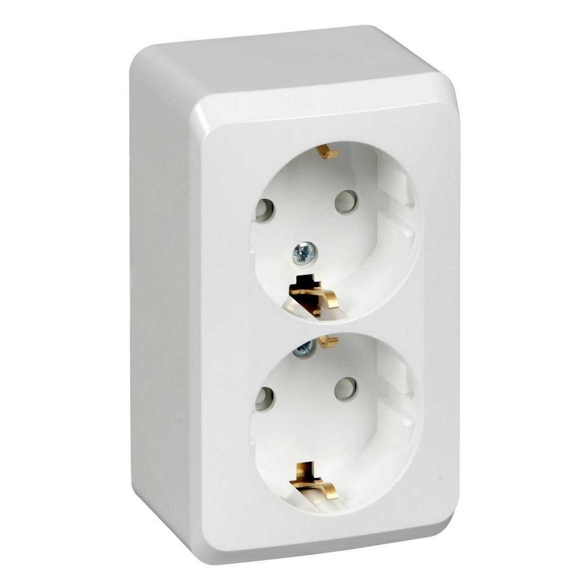 Розетка 2-ая Systeme Electric Этюд наружный Белый с/з со шторками PA16-008B