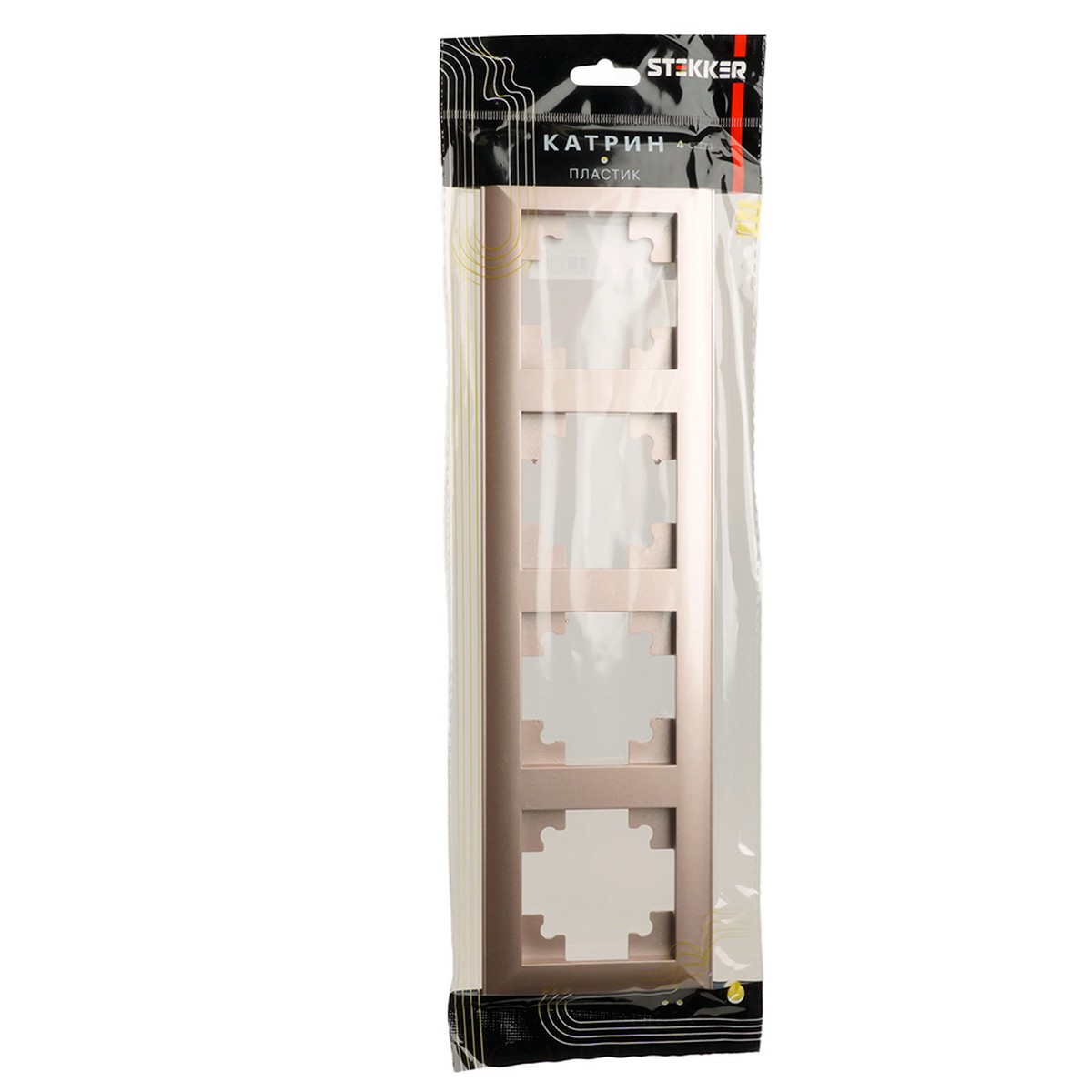 Катрин - Розетки и выключатели Stekker Рамка STEKKER 4-местная Катрин пластик шампань PFR00-7004-02 39805