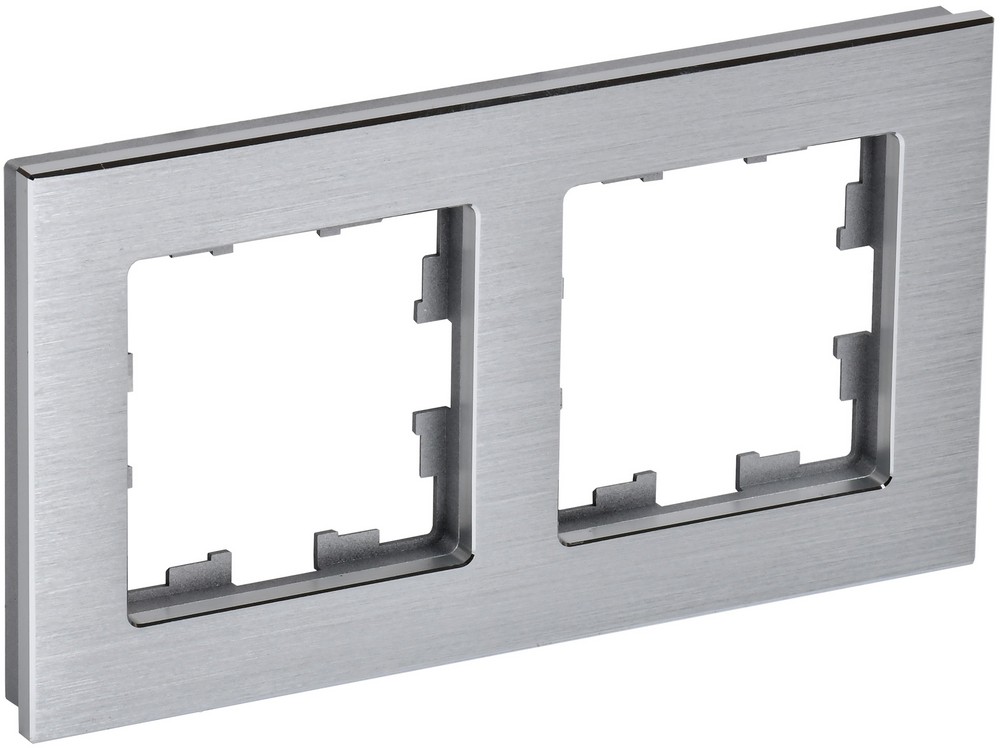 IEK Brite Рамки Рамка IEK BRITE 2-местная РУ-2-1-БрА металл алюминий BR-M22-M-K47