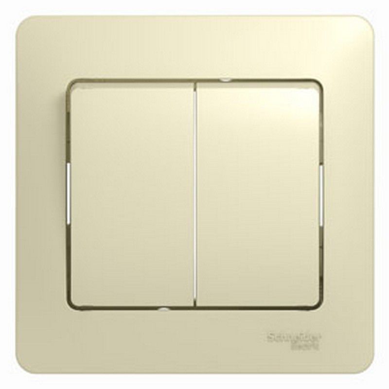Glossa Бежевый Выключатель Systeme Electric Glossa Бежевый 2-клавишный, сх.5 (в сборе с рамкой) GSL000252
