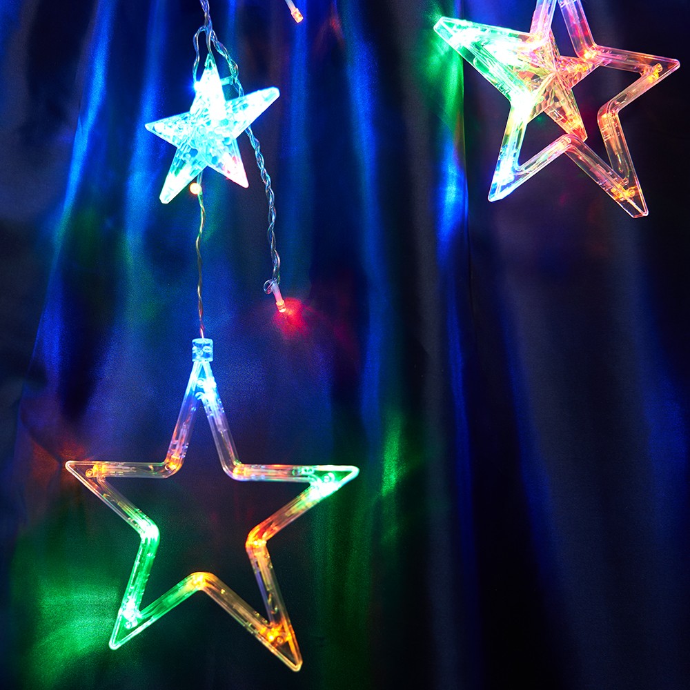 Светодиодная гирлянда Feron CL29 бахрома Звезды 3*1м + 3м 230V мультиколор статичная c питанием от сети прозрачный шнур 48615