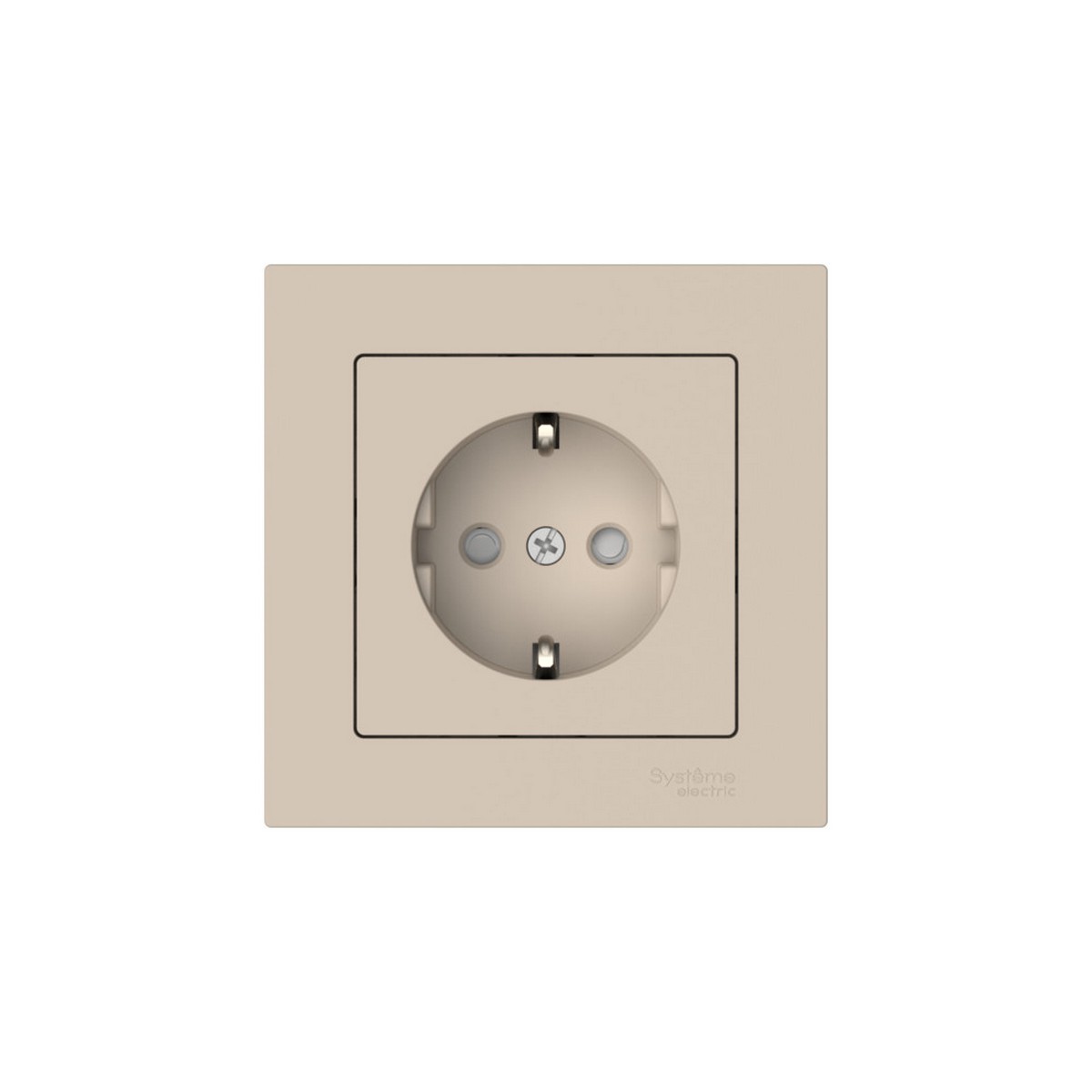 AtlasDesign Песочный Розетка SE AtlasDesign Песочный с заземлением со шторками в сборе быстрозажим. клем. ATN001244S