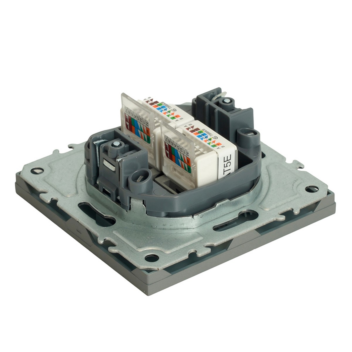 Эмили - Розетки и выключатели Stekker Розетка компьютерная 2-ая RJ-45 STEKKER Эмили RST00-5111-10 платиново-серый soft touch 49952